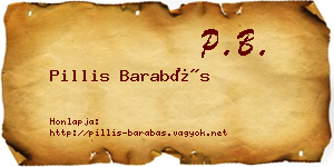 Pillis Barabás névjegykártya